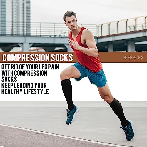 ACTINPUT Copper Compression Socks Men Women Circulation 4 Pairs-Best Support for Nurses,Running,Cycling,Flying,Gift Idea (Black, Large/X-Large) - 2