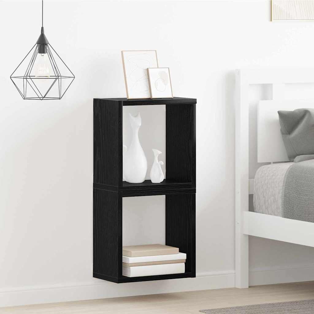 Wandregale Wandhalterung 2er Set schwarz eichenoptik, Holzwerkstoff schweberegal 26 x 15 x 26 cm für Bücher Deko und Pflanzen, Innenbereich