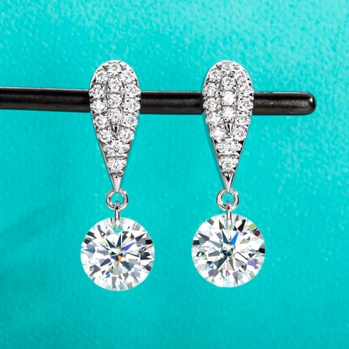 AnuClub Moissanite Dangle Earring 2/4/6.56CTTW D Color VVS1 925 Sterling Silver Moissanite Drop Earring for Women Wife Her with Certificate2