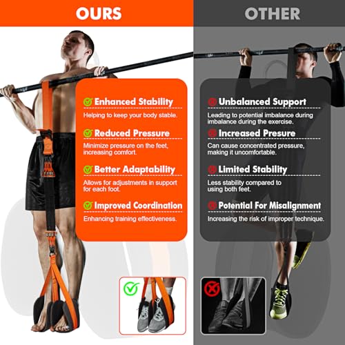 Heavy Duty Pull Up Assistance Bands with Adjustable Weight and Fabric Foot/Knee Rest for Strength Training