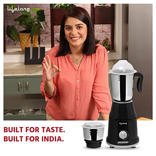 Lifelong-Llmg93-500-Watt-Duos-Mixer-Grinder-2-Stainless-Steel-Jar-Liquidizing-And-Chutney-Jar-Abs-Body-Stainless-Steel-Blades-3-Speed-Options-With-Whip-1-Year-Warranty-Black - mixer grinder