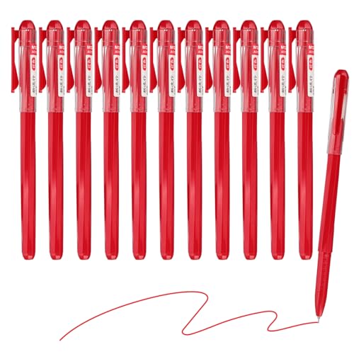 PATIKIL Bolígrafos de Gel 0.5mm Rojo x12