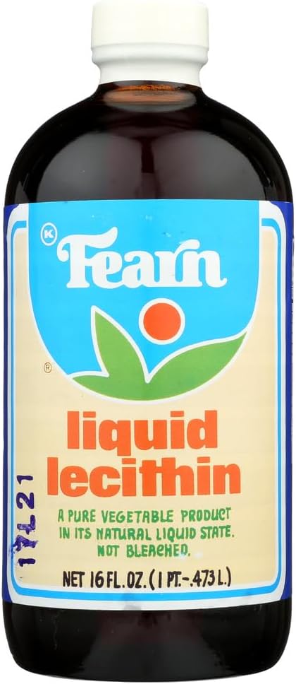 Fearn Liquid Lecithin - 16 fl oz - Case of 12 - Gluten Free - Dairy Free - Yeast Free - Wheat Free - by Fearns Soya Food
