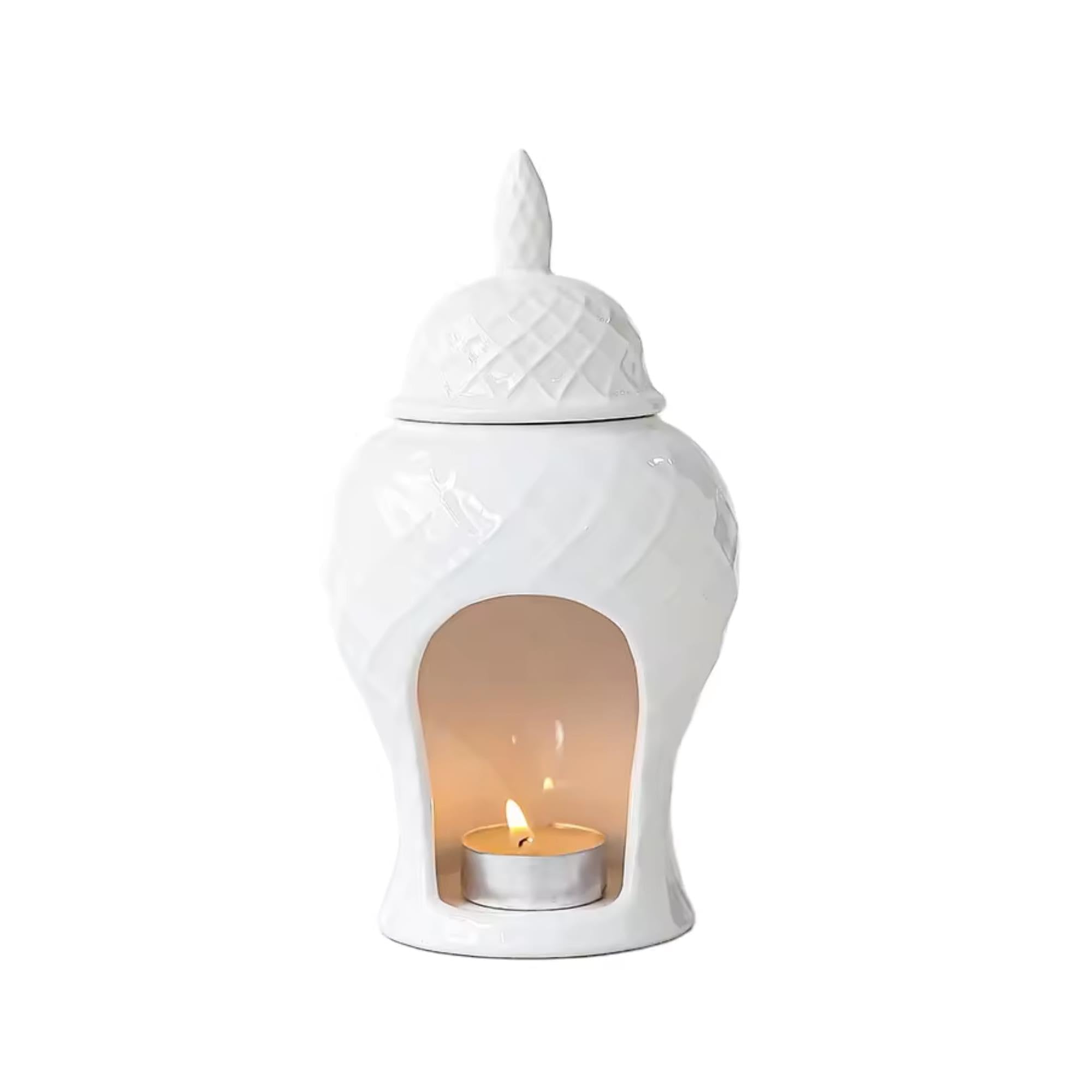 Woodside Home Living White - Ceramic Ginger Jar Wax Melt/Oil Burner
