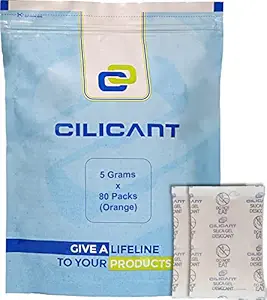 CILICAnT 5 Gram (80 Pcs) Silica Gel Orange Packets Desiccant Dehumidifiers, Indicating Silica Gel Packs for Moisture Absorption ( 5 Gram X 80 Pcs = 400 Gram )