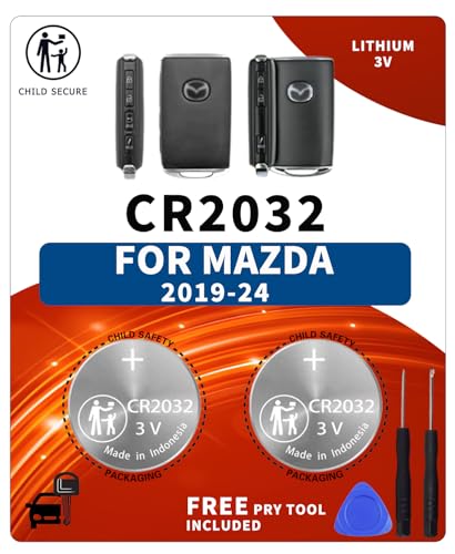 BBXSA Key Fob Battery Replacement for Mazda (2019-2025) 3 6 CX-5 CX-30 CX-9 CX-50 CX-90 CX-3 CX-70 MX-5 Miata Smart Remote Fob Battery CR2032 (Check Fitment Guide)