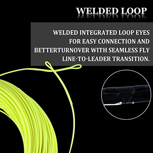 Maxcatch Eco Floating Fly Fishing Line Weight Forward Design With Welded Loop (3F,4F,5F,6F,7F,8F) (Fly Line-Fluo Yellow (New), Wf5F-100Ft) #TOP3