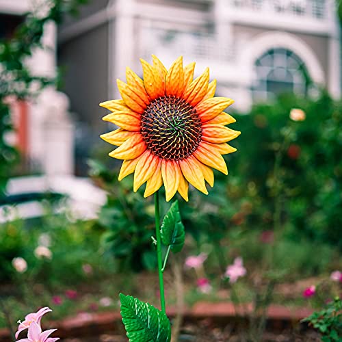 Flower Garden Stakes Decor, Yard Decorations Outdoor, Art Decor Personalities Sunflower Waterproof Decorative Flower Indoor Outdoor Lawn Pathway Patio Backyard Ornaments #TOP7