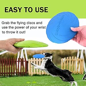 Dog Flying Disc, 2 Pack Dog Flyer Dog Toy, Dog Soft Rubber Interactive Flying Disc Dog Toy for Small Large Dogs - Floats in Water & Safe on Teeth, 7.2 inch, Blue & Green. Dog Flying Disc, 2 Pack Dog Flyer Dog Toy, Dog Soft Rubber Interactive Flying Disc Dog Toy for Small Large Dogs – Floats in Water & Safe on Teeth, 7.2 inch, Blue & Green.