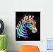 Wallmonkeys WM140457 Colored Zebra on Black Peel and Stick Wall Decals (12 in H x 11 in W)
