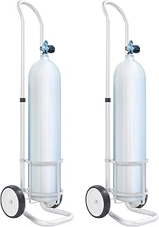 2PCS Oxygen Tank Cart, Rolling Oxygen Cylinder Cart Holder with Adjustable Height & Wheels, 44lbs Capacity, 6.61" Inner Frame Diameter