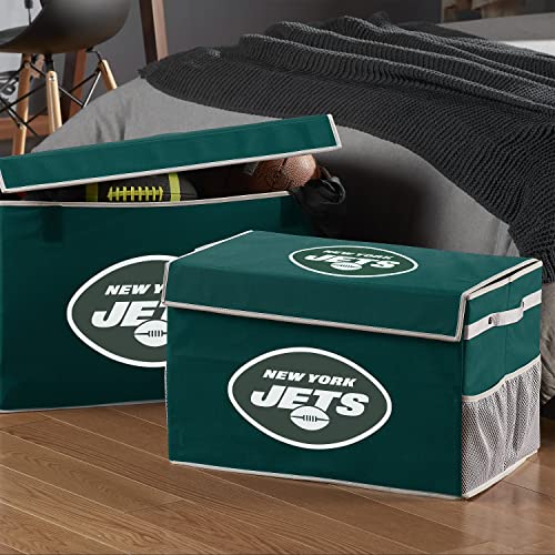 Franklin Sports New York Jets NFL Storage Footlocker Bin - Large Folding Organizer Container - NFL Office, Bedroom + Living Room Décor - 26" x 16"
