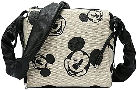 Amazon ディズニー ミッキー ショルダーバッグ レディース バッグ キャンバス Puレザー おしゃれ 斜めがけバッグ 肩掛け 軽量 ポシェット 可愛い 財布も入る 結婚式 二次会 パーティー Toppower ショルダーバッグ