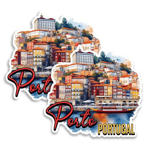 Porto Portugal Magnet 4 Inch 2-Pack Douro River Wine – Strong Vinyl Decorative Travel Magnets for Fridge Locker Kitchen Office – Cute Fun Aesthetic Cool Durable & Long-Lasting Souvenir ID44999