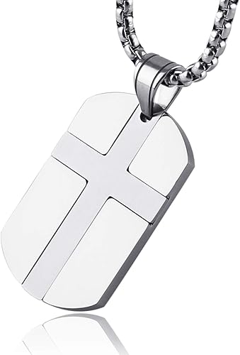 Miniatura 3 de HZMAN Isaiah 4110 Jewelry, Stainless Steel cross Dog Tag Necklace STRENGTH Bible Verse
