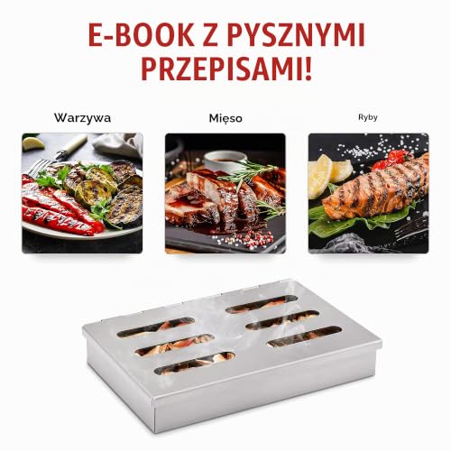 Räucherphorie® Räucherbox - Premium skrzynka wędzarnicza ze stali nierdzewnej + E-Book - Wędzarnia BBQ w wersji premium do grilla gazowego, elektrycznego lub na węgiel drzewny (RB1)