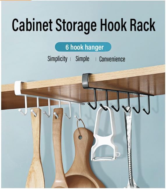 Miniatura 3 de Ganchos solares para debajo del gabinete para tazas, cucharas, servilletas, utensilios de cocina, cinturones y muchos más trabajos sin taladrar