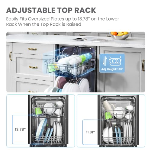 COMFEE' 18 Inch Built-in Dishwasher, Energy Star & NSF, Stainless Steel Tub - Image 5
