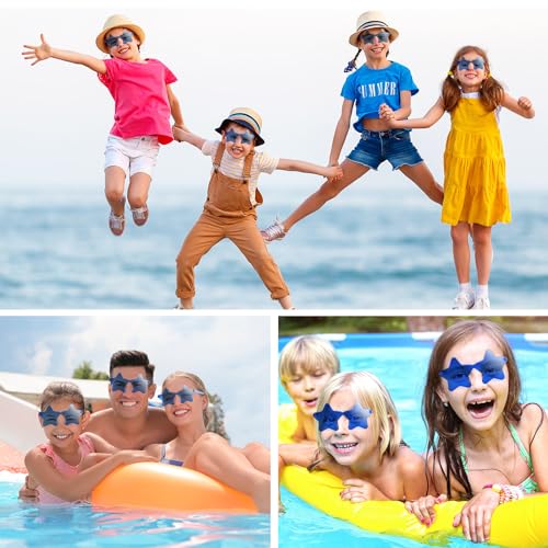 PLULON 15 Pairs Star Sunglasses Bulk Rimless Star Shape Sunglasses for Kids Star Glasses Bachelorette Party Sunglasses Star Party Favors for Women Kids Adult - Blue4