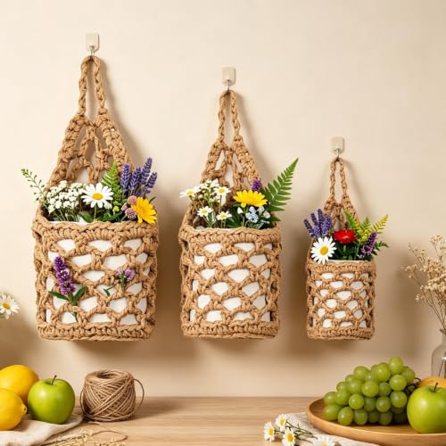 Macrames Fruit Hammock, Handwoven Plant Holder, Boho Storage Net, Decor – Bild 5