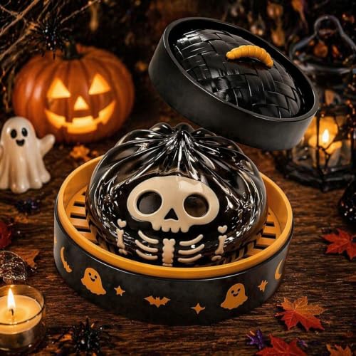 Halloween Spooky Ghost Squeeze Toys Set with Steamer, Creepy Cute Sensory Fidget Squishie-s for Adults & Teens, Halloween Basket Stuffers Party Favors Gifts, Stress Relief Toys Black - Image 2