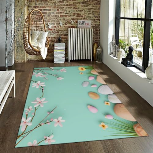 Tapis antidérapant lavable motif floral vert 150x210cm - 2