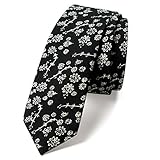 Spring Notion Men's Cotton Printed Floral Skinny Tie - Black/White