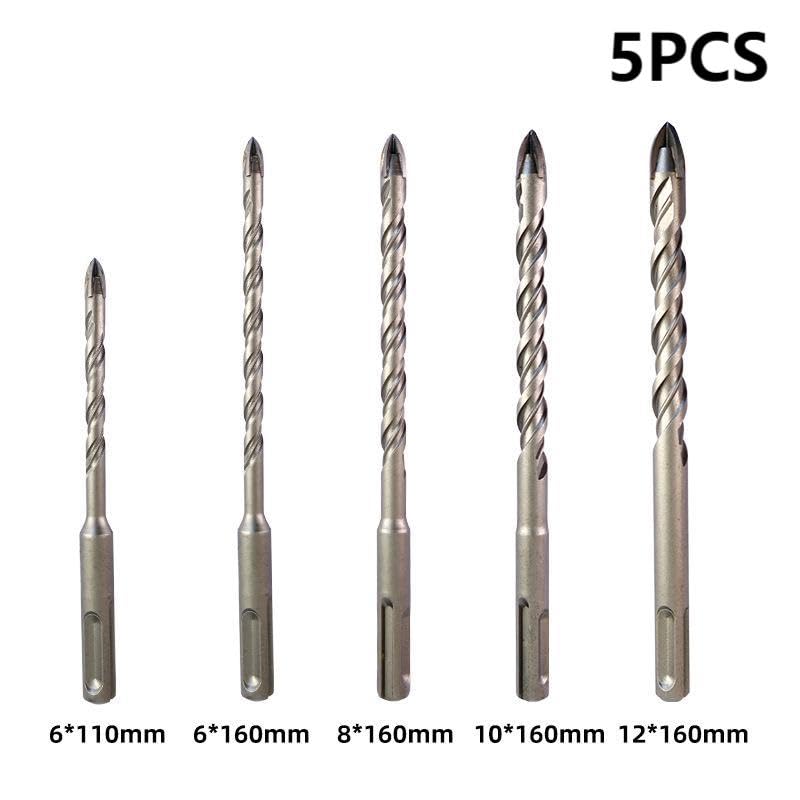 1/5 sztuk 6-12mm uchwyt SDS PLUS płytka ceramiczna z węglików spiekanych zestaw wierteł do porcelany betonu cegła szkło wiercenie diamentowe narzędzia obróbki drewna(5PCS)
