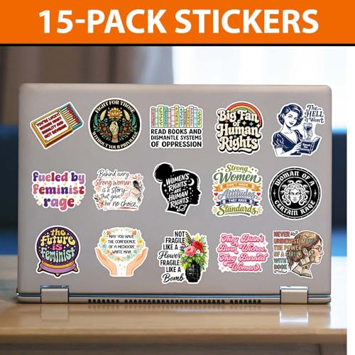 Image of MAIANEY Feminist Sticker Pack 15 PCS 3in - Women Empowerment Equality Human Rights Patriarchy Feminism Stickers for Laptop Water Bottle Journal Phone Decal