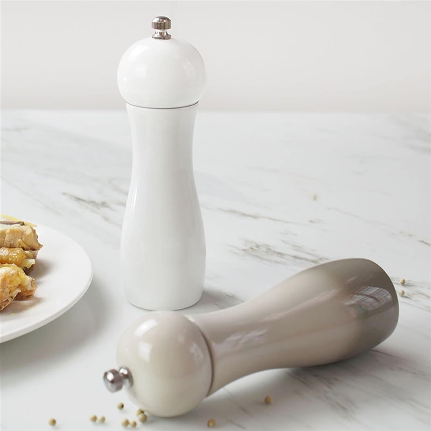 Ceramic Pepper Grinder Adjustable Coarseness Manual Salt and Mill for Fresh Spices(A)