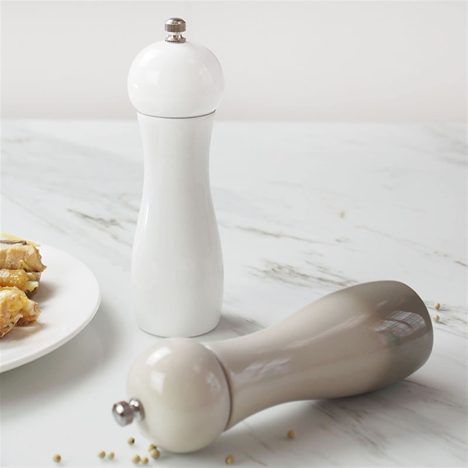 Macina Sale e Pepe Sindata di sale e pepe con macinino in ceramica regolabile ingombrante elegante sradone manuale del pepe for spezie fresche Macinapepe(Color:PU x 2)