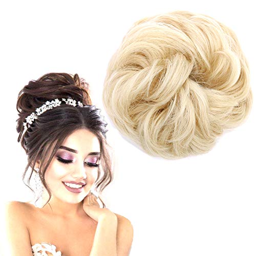 MSBELLE 3Pcs/Lot 35g/Pcs Synthetic Fiber Hair Rings Hairpieces Scrunchie Hair bun updo Extensions for Women Girls Ponytail Hair Pieces Deep Beige(24-613#)