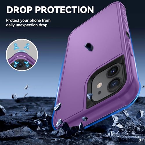 Image of SunStory Compatible with iPhone 11 Case with HD Screen Protector, 3-Layer Heavy Duty Full-Body Cover,3 in 1 Hybrid Protective Case for iPhone 11 6.1 inch,Purple