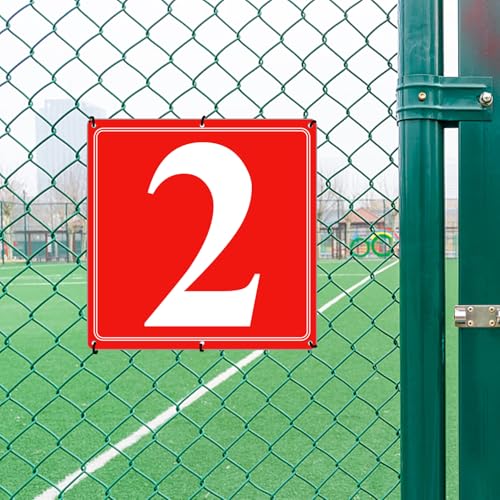 Image of Premium Aluminum Number Signs 2, Metal 12 inch X 12 inch Red Numbered Signs Outdoor for Parking Lots, Floor, Dock, Court, Aisle, Field, High Visibility, No Fade, Weather-resistant