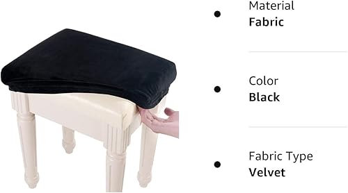 Miniatura 7 de SINOSSO Funda de terciopelo suave para banco de tocador, (15 a 19.5 pulgadas) de largo x (11.8 a 15.7 pulgadas) de ancho, funda de taburete