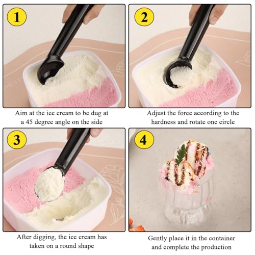 Ice Cream Scoop with Confortable Handle and Easy to Release, Professional Metal Ice Cream Spoon, Ice Cream Scooper Dishwasher Safe(Black) - Image 6