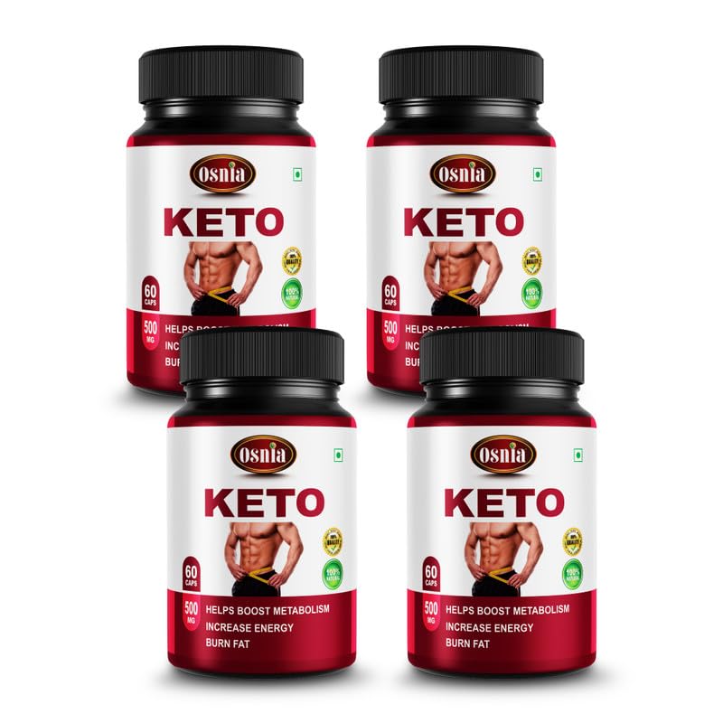 Osnia Keto Veg Capsules 500 Mg | Advance Formulation with CLA, Green Tea, Moringa & Garcinia Cambogia Extract to Reduce Waist | - 60 Capsules (Pack of 4)-image-27