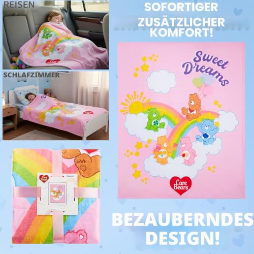 Care Bears Kuscheldecke 130x150 cm für Kinder, Flauschige Fleecedecke mit Motiv, Weiche Decke für Sofa und Bett, Geschenk Mädchen und Jungen – Ansicht 3
