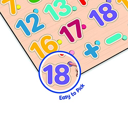 Image of Webby Wooden Numbers Counting Montessori Educational Pre-School Puzzle Board Toy for Boys and Girls