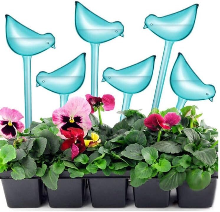 8 Globi Irrigatori Automatici Per Piante In Plastica | Con Inserti Per Uccellini | Autoirrigazione Da Interno/Esterno