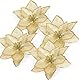 Naler 24 Stück Weihnachtsblumen Glitzer Blumen Gold Weihnachten Deko Weihnachtsbaumschmuck Poinsettie für Weihnachtsbaum Adventskranz
