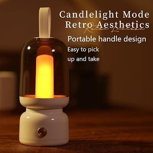 Miniatura 3 de Lámpara de mesa LED retro portátil, linterna LED vintage con batería inalámbrica, lámpara de escritorio USB, luz nocturna de campamento para uso en