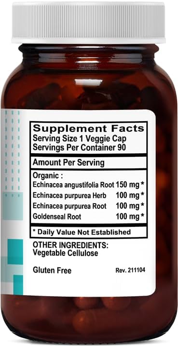 Miniatura 3 de Echinacea Goldenseal 100% Vegetariano - 90 Cápsulas Vegetales