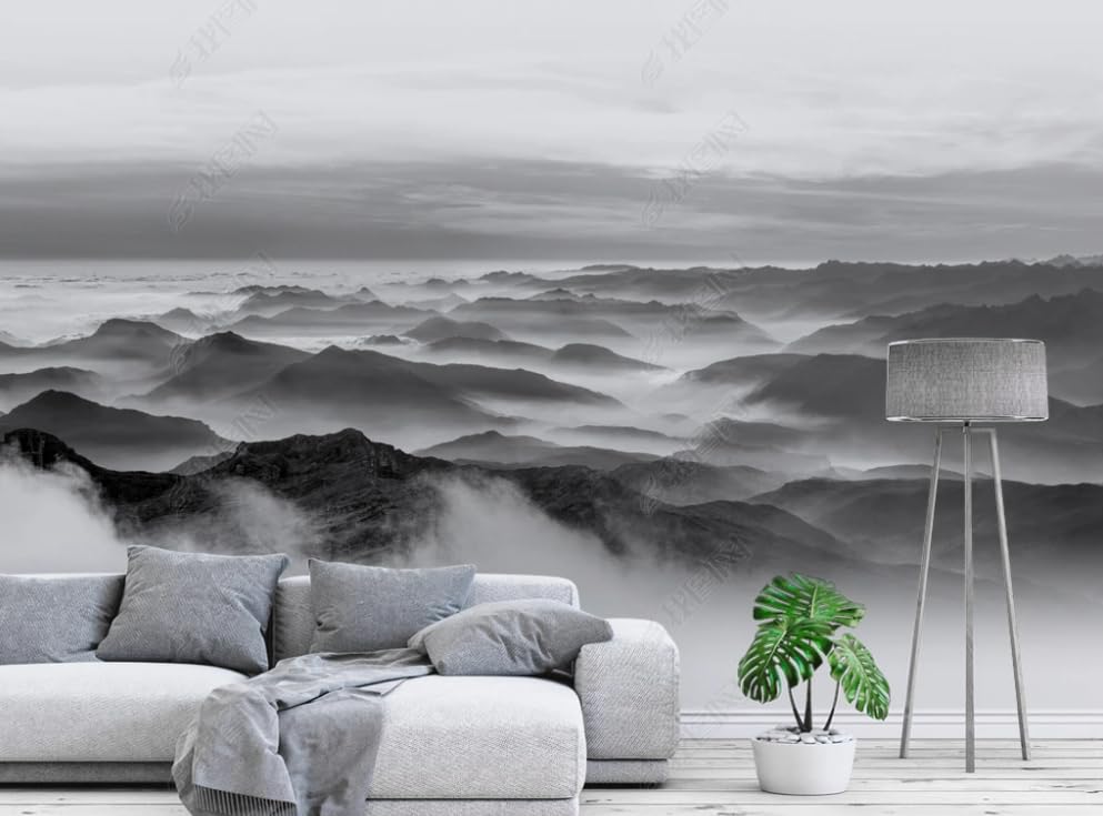 Papier peint intissé paysage d'encre poster geant mural haut de gamme pour salon