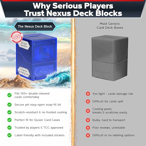 Image of Quiver Time 360 Modular Nexus DeckBlock - Durable Stackable MTG Deck Box for Commander fits 100+ Cards | Stylish 100 Card Deck Box MTG | Interchangeable TCG Decks Boxes (1 pcs, Blue)