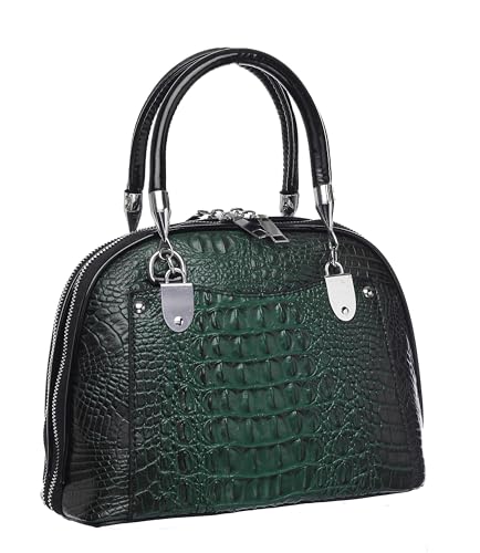 Crocodile Embossed Structured Handbag for Women – Elegant Top Handle Purse with Detachable Shoulder Strap4