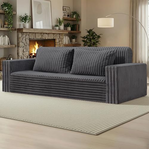 Image of HABUTWAY Folding Sofa Bed, 2 in 1 Convertible Sleeper Chair with 2 Pillows, Portable Fold Out Chair Bed with Armrest, Comfy Floor Couch, Lazy Sofa for Living Room Bedroom Dorm Home Office, Grey