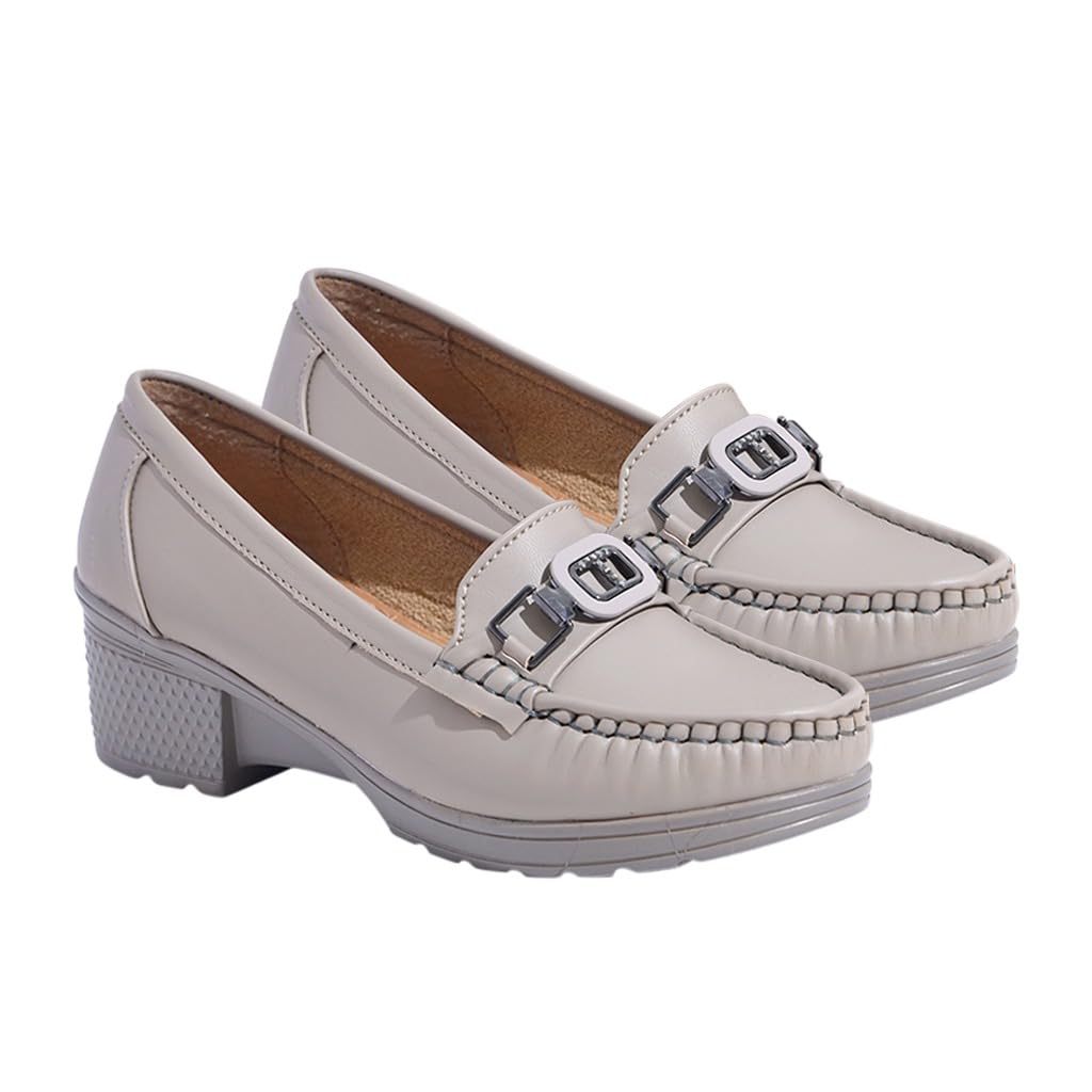 Women’s Chunky Platform Loafers – Black Slip-On Dress Shoes || Bow Charm, Round Toe, Non-Slip Sole, Fashion Casual Shoes