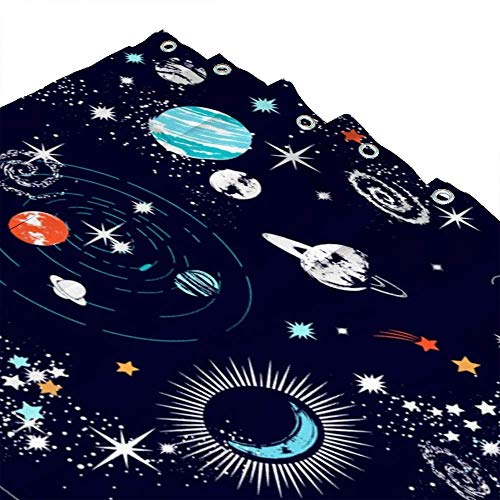 Rideau de douche galaxie en polyester imperméable 168x183 cm avec crochets - 4