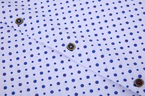 Alex Vando Mens Button Down Shirts Wrinkle Free 4-Way Stretch Print Business Casual Shirt